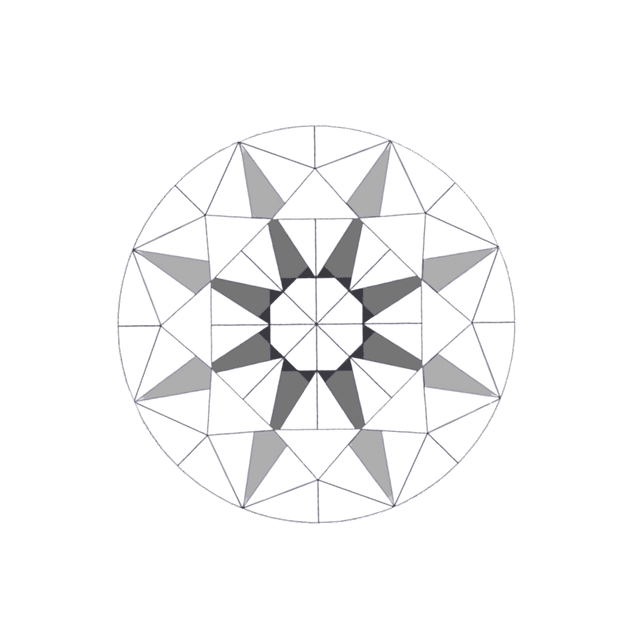 Round brilliant diamond top view showing facet pattern